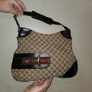 Gucci Beige and Dark Brown Satchel